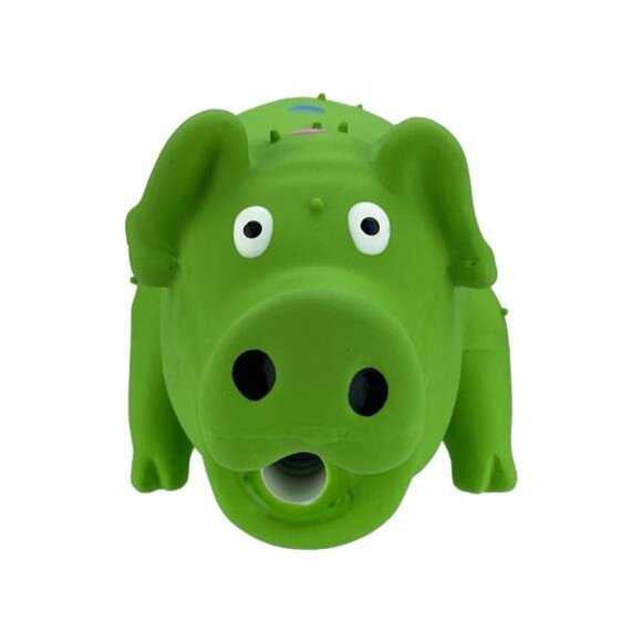 Pigglesworth Latex Squeaky Dog Toy, Green - Picture 2 of 6